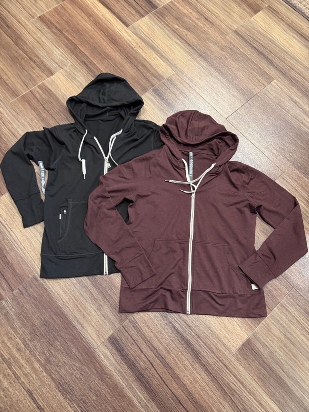 Vuori Maroon Zip Hoodie with Cream Drawstrings